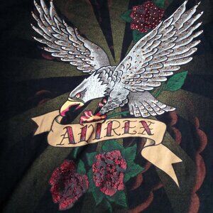 Vintage Y2K Avirex Eagle Roses Tattoo Art T-Shirt